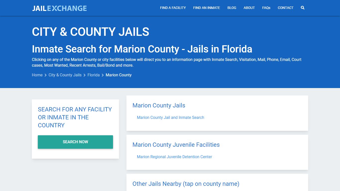 Inmate Search for Marion County | Jails in Florida - Jail Exchange